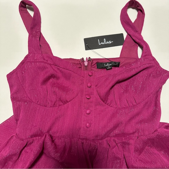 Lulu’s Tier For the Drama Magenta Purple Lurex Tiered Midi
Dress - Picture 10 of 16